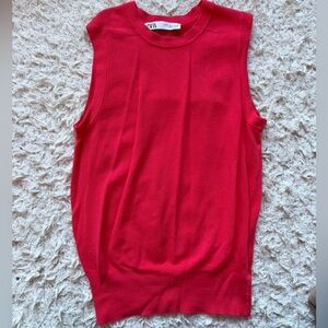 Zara Cherry Red Knit Top